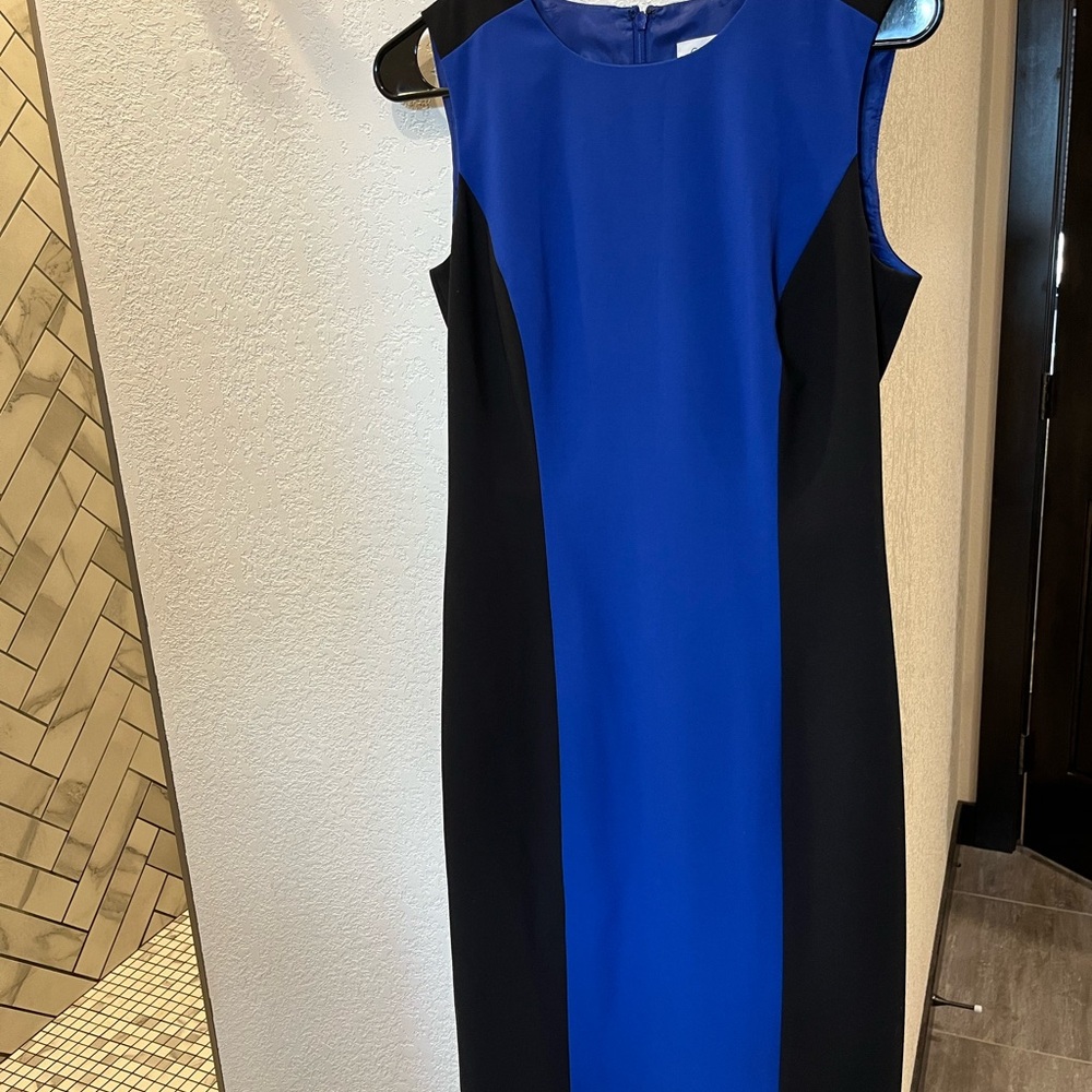 Calvin Klein Blue and Black Midi Dress